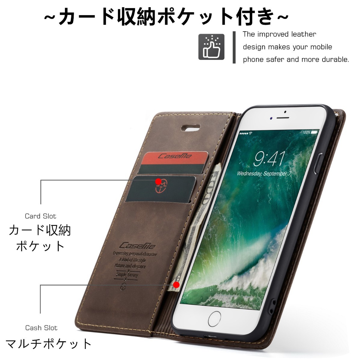 【即日発送】iPhone 12/12pro　スマホケース　手帳型ケース　箱付き 手帳型 手帳型 カード収納 本革 