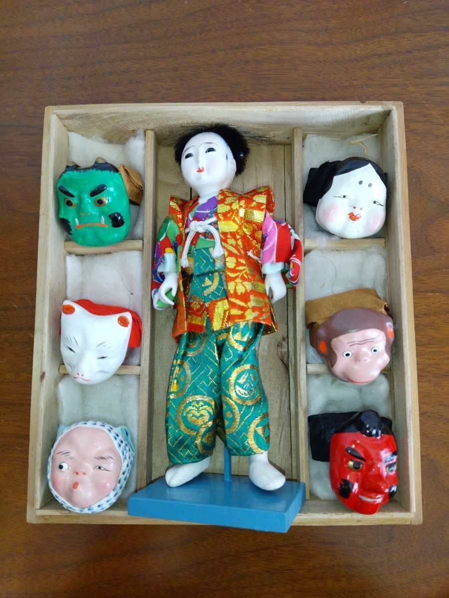 【希少品】おかぐら人形 豆市松 お面替え人形 Yahoo!オークション - 【希少】おかぐら人形 市松人形 日本人形