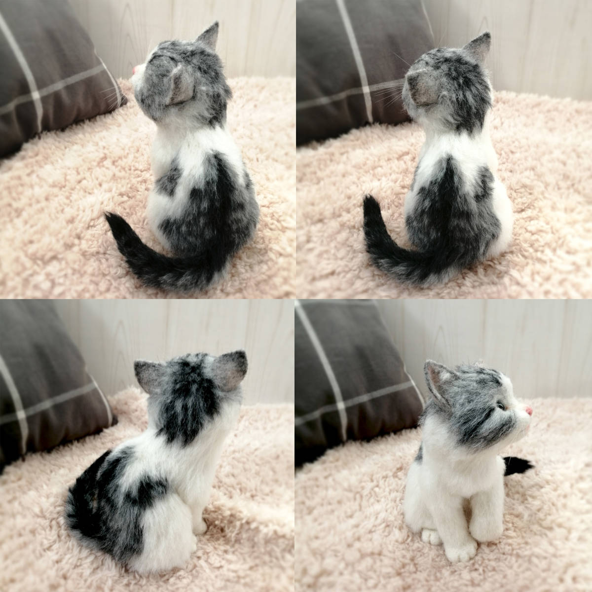 sora 羊毛フェルト サバ白 子猫 お座り 猫 置物_画像5