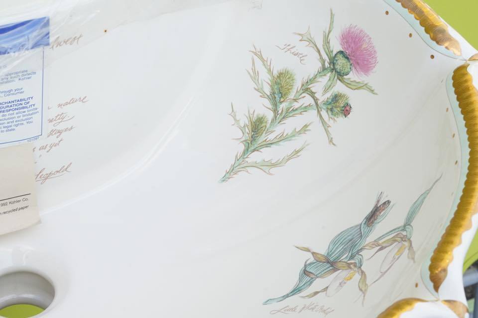 未使用長期保管品☆KOHLER/コーラー 花柄デザイン洗面台 脚付 未使用長期保管品☆KOHLER/コーラー 花柄デザイン洗面台 脚付
