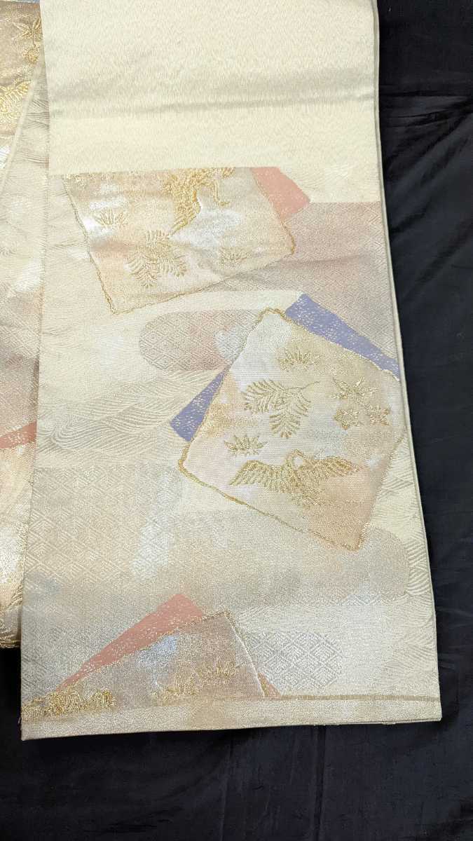 スストア 淡いグラデーションに金色で瓢箪が織られた袋帯 着物 kikuchi