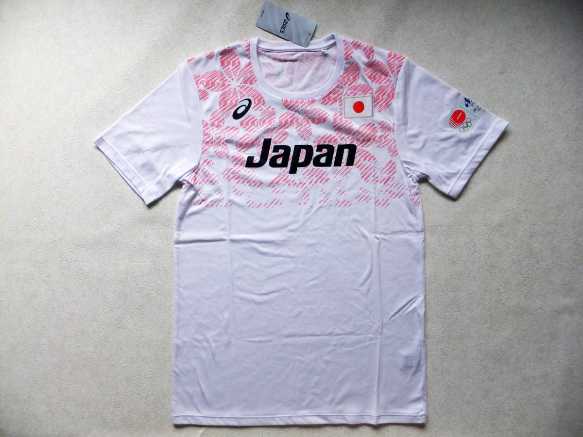 アシックス 日本代表選手団応援Ｔシャツ 半袖 桜 JAPAN JOCエンブレム Ｆサイズ (Ｌサイズ相当）