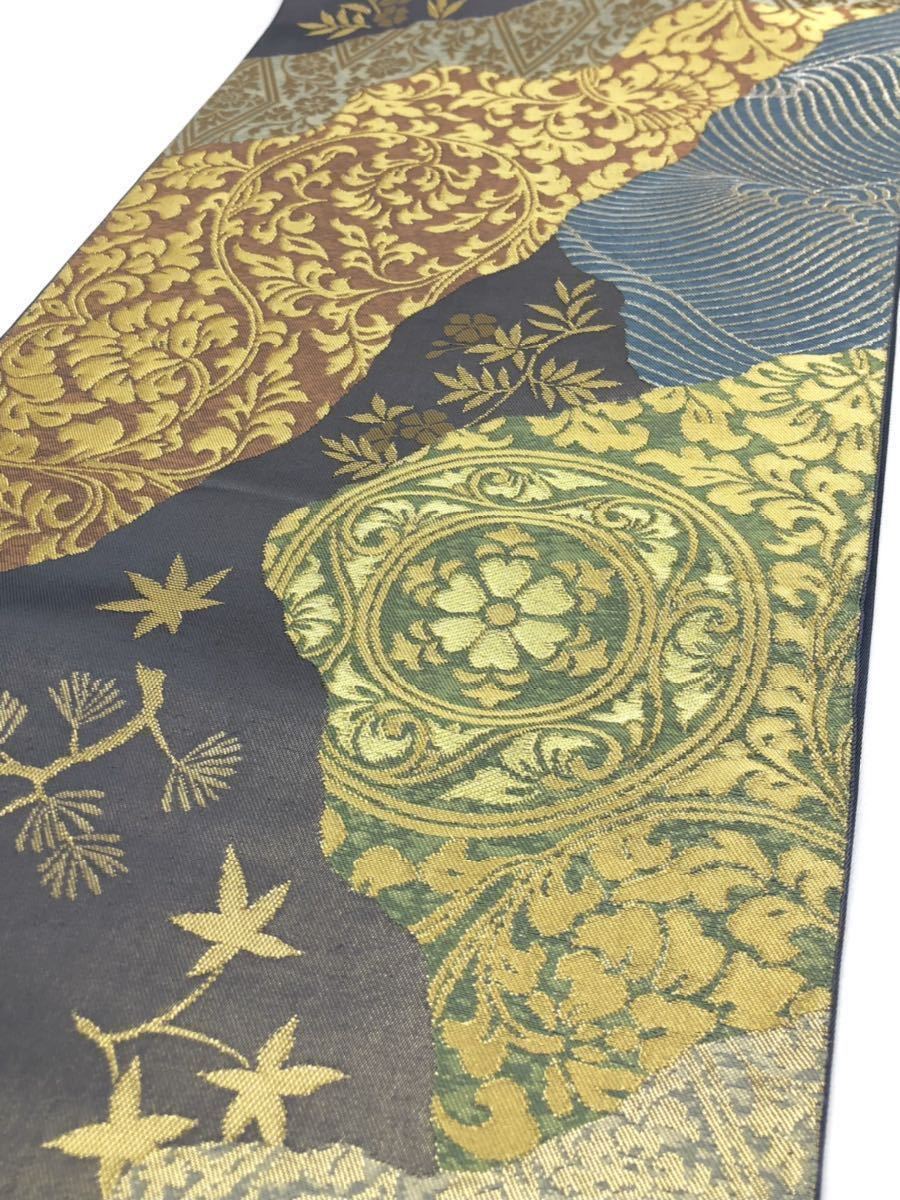 まとめ買いでお得 川島織物 F092 六通 正絹 本袋 袋帯 西陣織 仕立て