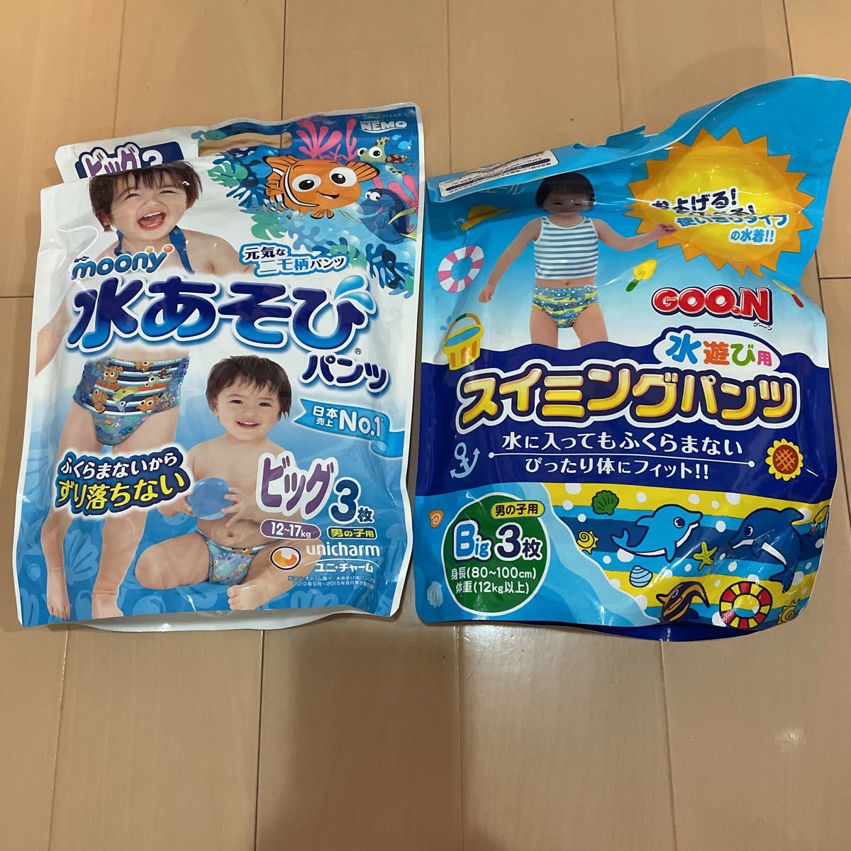 GOO.N グーン スイミングパンツ 水遊びパンツ 3枚moony 水あそびパンツ　Mサイズ　3枚　計6枚　水着オムツ_画像1