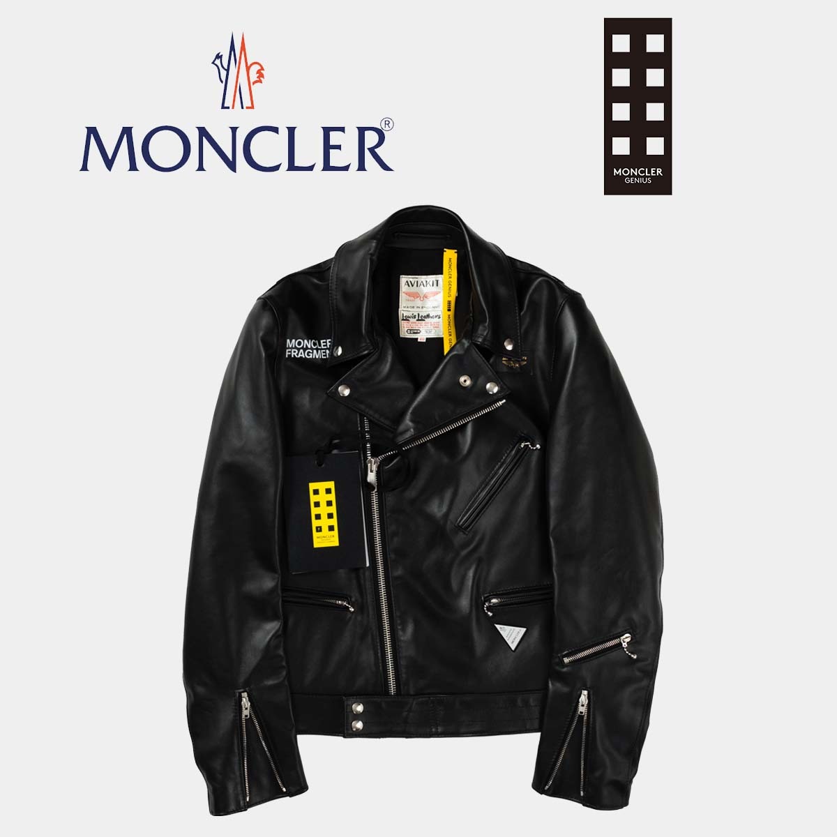 ◆レア・新品本物◆モンクレール ジーニアス MONCLER GENIUS ★ 7 FRAGMENT HIROSHI FUJIWARA Dwayne Lewis Leathers レザージャケットXL_画像1