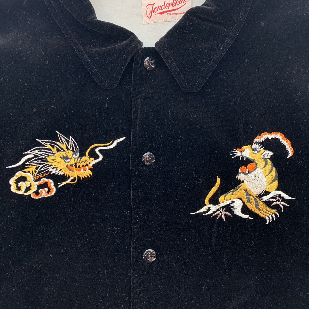 TENDERLOIN テンダーロイン T-SOUVENIR JKT V ベロア スーベニア ジャケット 龍 虎 刺繍 アウター ブラック 黒 104