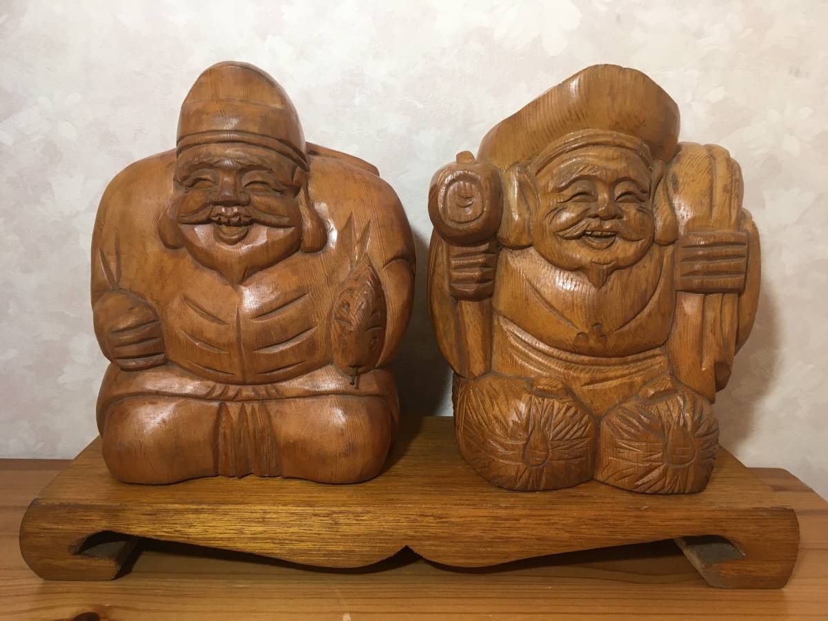 送料無料(沖縄は1000円) 縁起物 年代物 七福神 大黒天 恵比寿 置物