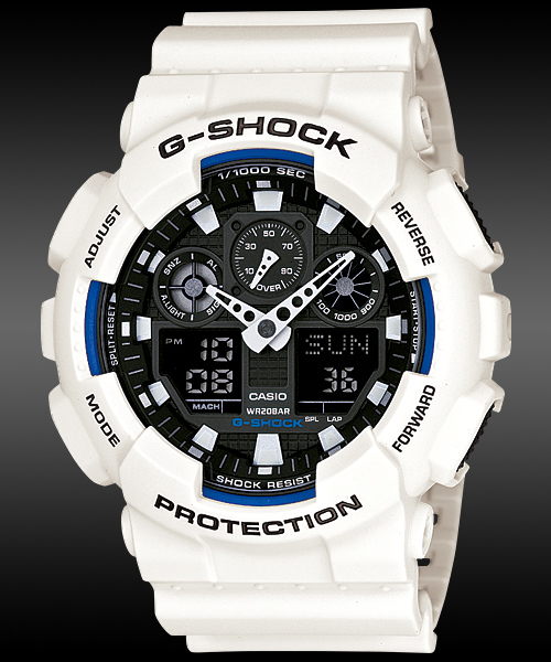 海外限定生産逆輸入 CASIO カシオ【G-SHOCK 】Gショック 多彩な機能 1/1000秒クロノ 石川遼選手着用 フルオートカレンダー WHBL新品_爽やかなホワイト×ブルー