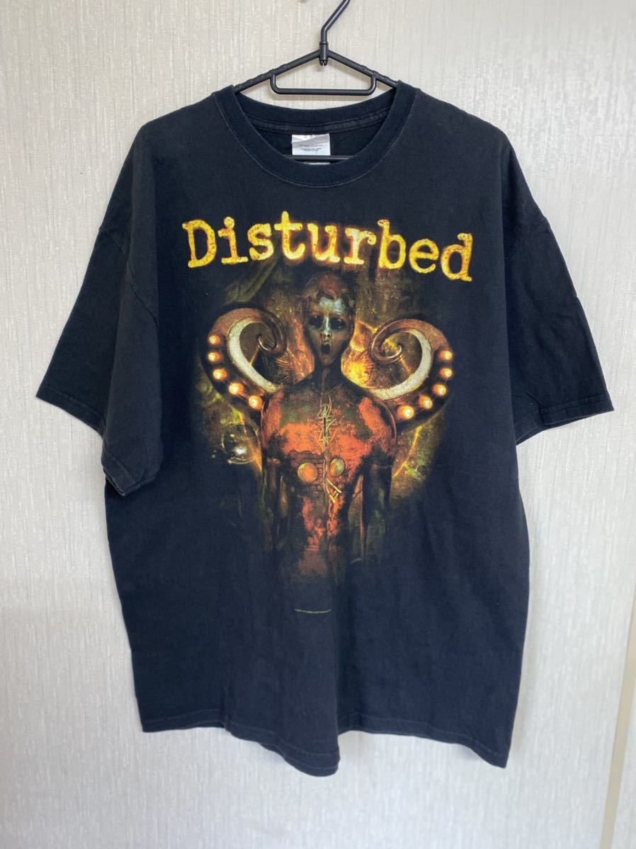 当時物　Disturbed Tシャツ　ヴィンテージ　サイズ XL ディスターブド　バンドTシャツ　ブラック　コピーライト　Hanesタグ