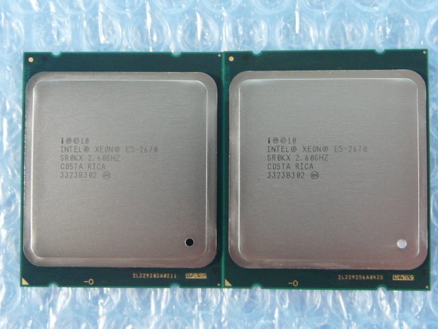 1LEG // 2個セット(同ロット) Intel Xeon E5-2670 2.6GHz SR0KX Sandy Bridge-EP C2 Socket(LGA)2011 COSTA RICA// Supermicro CSE-216取外_画像1