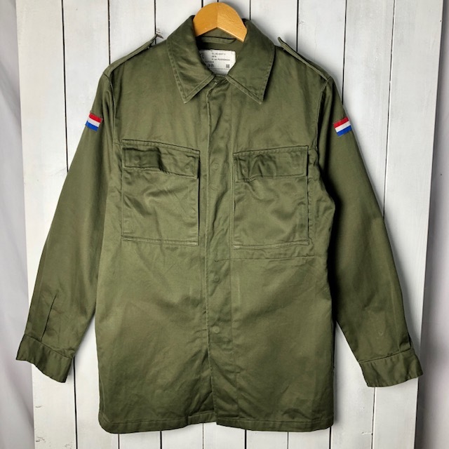 ヨーロッパ古着 オランダ軍 実物 70s コットン フィールドシャツジャケット 88 ユーロ ミリタリー 軍物 ヴィンテージ オールド 厚手 ●65