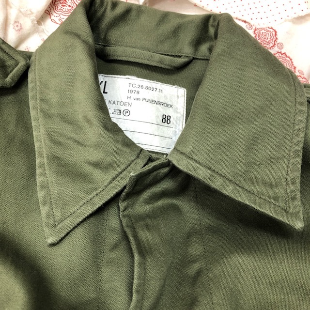 ヨーロッパ古着 オランダ軍 実物 70s コットン フィールドシャツジャケット 88 ユーロ ミリタリー 軍物 ヴィンテージ オールド 厚手 ●65