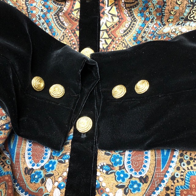  retro LEONARDre owner -ru bell bed 2 piece setup suit jacket skirt Old Vintage autumn winter spring velour black *22