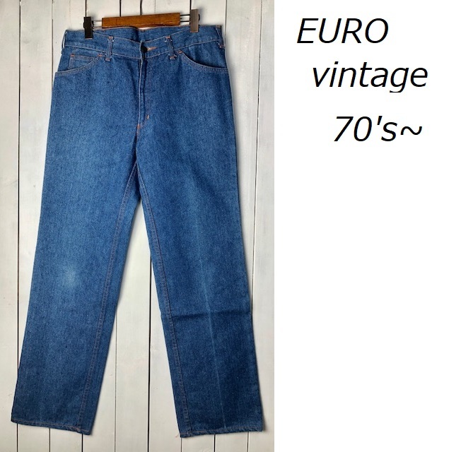 ユーロ古着 Vintage 70s～ ワークデニムパンツ 48 ヨーロッパ古着 ワークパンツ ヴィンテージ オールド ネップデニム M～L ●10