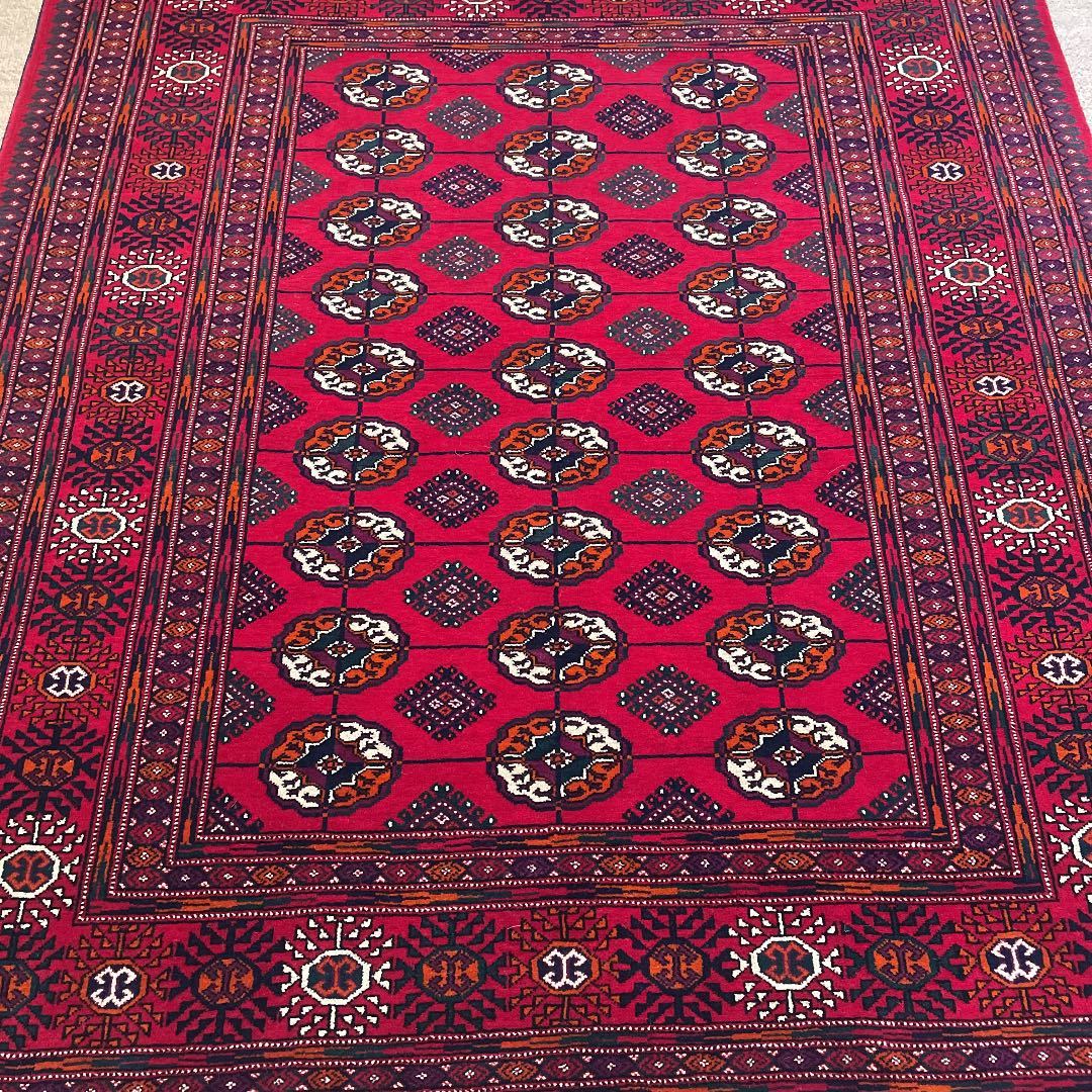 ペルシャ トルクメン絨毯 トライバルラグ 幾何学 部族織り 玄関