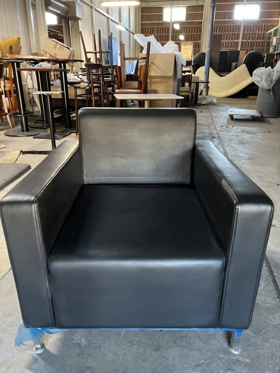  new goods unused soft leather single sofa black store furniture business use Gunma eat and drink shop office work . reception . dining sofa comfortably household goods flight 