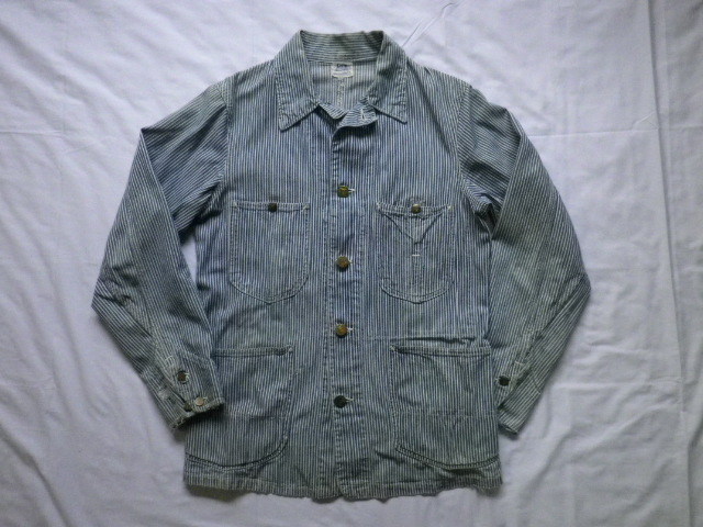 30s 40s*36 degree original Vintage Hickory stripe coverall UNION MADE by Lee long L rotation .. button house Mark 