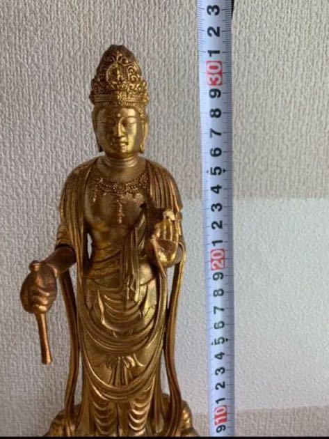 金彩 銅製 観音菩薩立像 仏像 時代物 重いです | cic.umich.mx