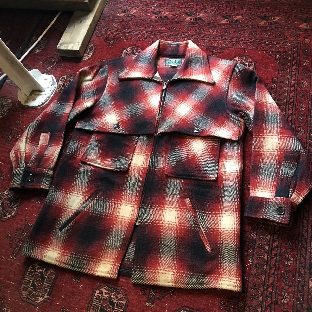 VINTAGE】1950's “BLACK BEAR“ ウール オンブレチェック マッキーノ