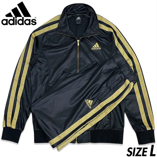 いラインアップ 国内正規品□adidas L (ブラック/ゴールド) 黒金 上下