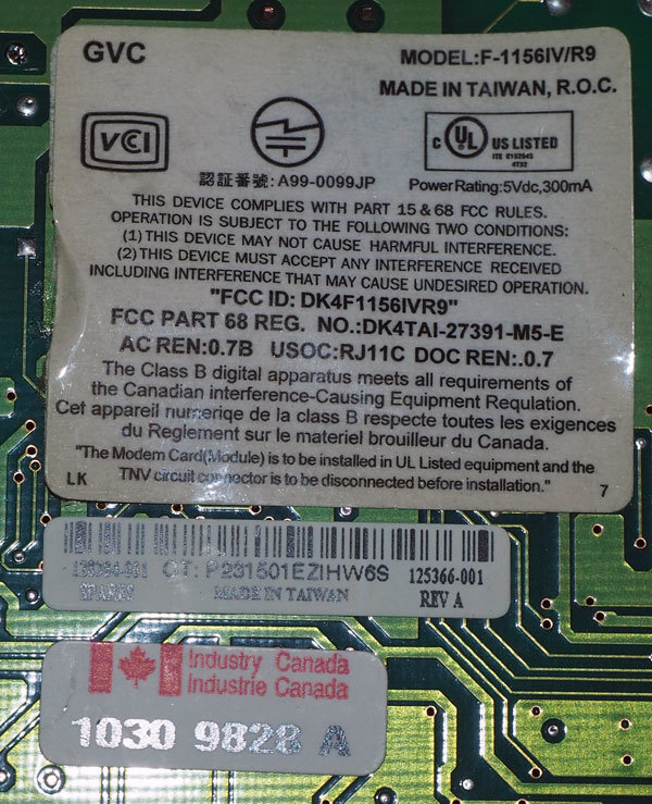 ▲　モデムカード　PCI　F-1156IV/R9　MODEM　内蔵　▲_画像3