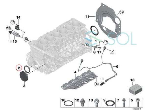 BMW E60 E61 F07 F10 F11 E60 F12 F01 F02 クランクシール 523i 525i 528i 530i 535i 630i 640i 740i 740Li 11117547842 11117511395_画像2