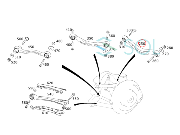 ベンツ W204 W212 W207 W218 リア キャンバーアーム 右側 C180 C200 C250 C300 C350 C63 E250 E300 E350 E550 CLS350 2043501606_画像3