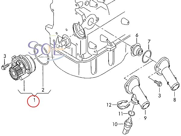 VW ゴルフ4 ゴルフ5 ゴルフ6 ゴルフプラス ポロ ニュービートル パサート ボーラ トゥーラン ウォーターポンプ 06B121011H 06B121011A_画像2