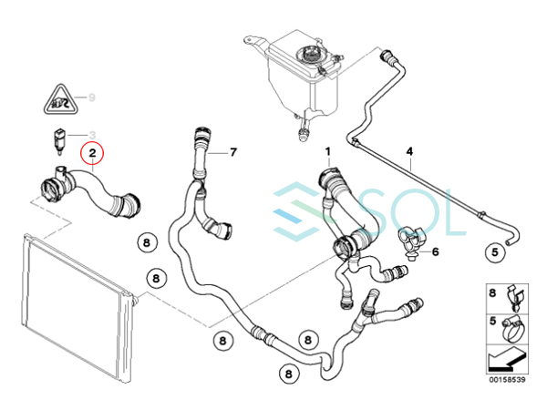 BMW E60 E61 E63 ラジエーター ロアホース ウォーターホース クーラントホース 525i 530i 630i 17127565780 出荷締切18時_画像3