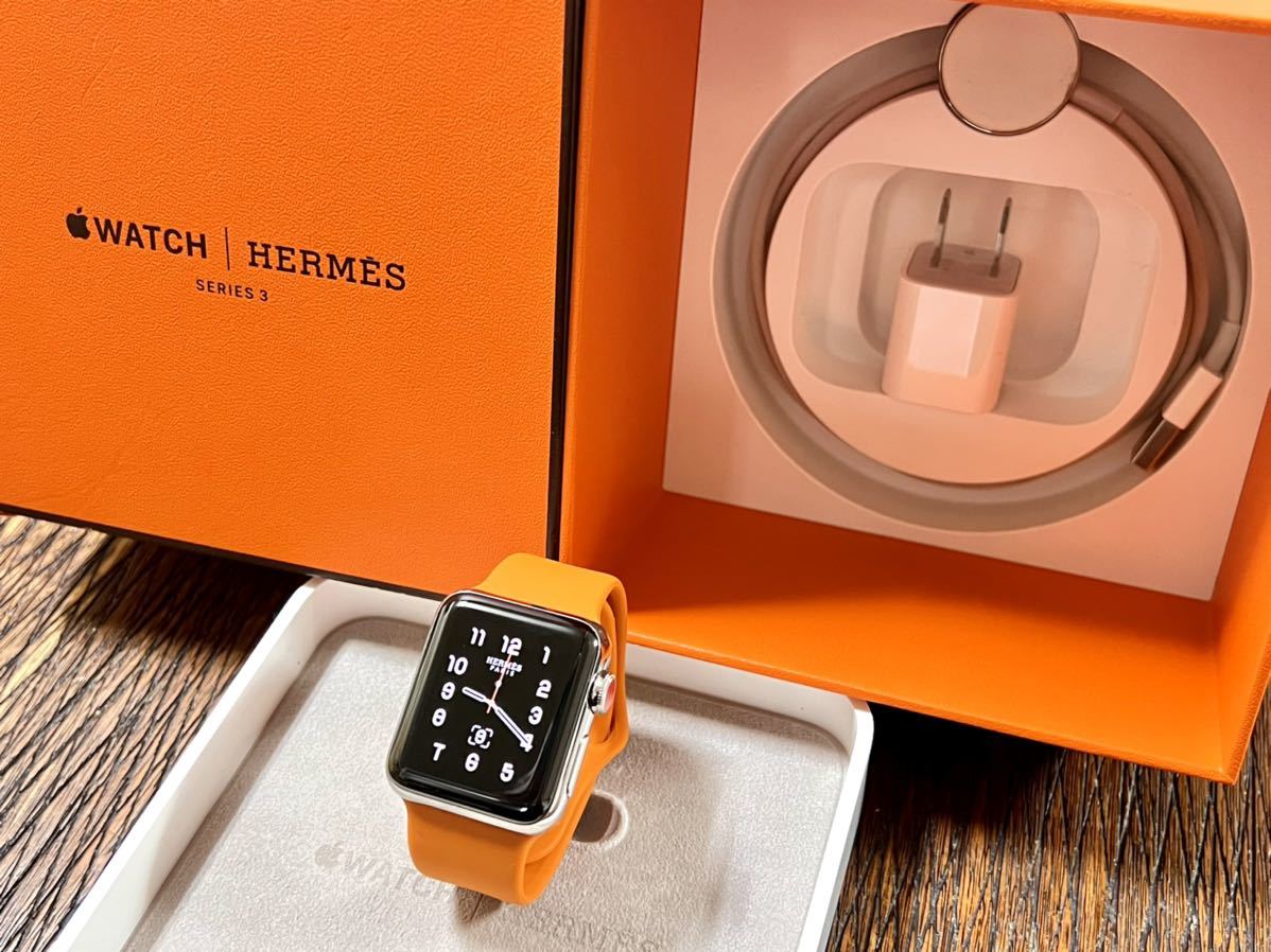 ★ 美品 バッテリー99% ★ アップルウォッチ エルメス Apple Watch HERMES Series 3 38mm シルバー  ステンレススチール GPS Cellular