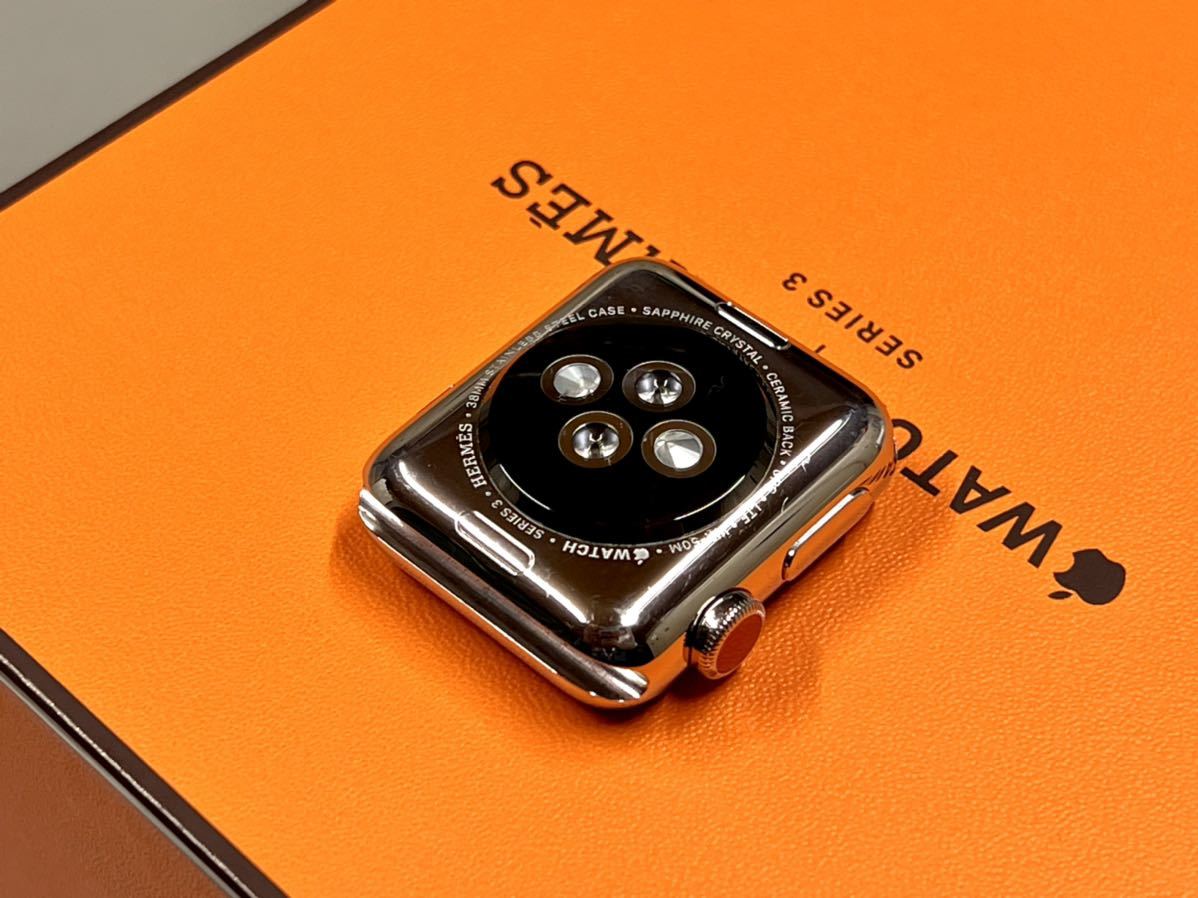 ★ 即決 バッテリー100% ★ アップルウォッチ エルメス Apple Watch HERMES Series 3 38mm シルバー  ステンレススチール GPS Cellular