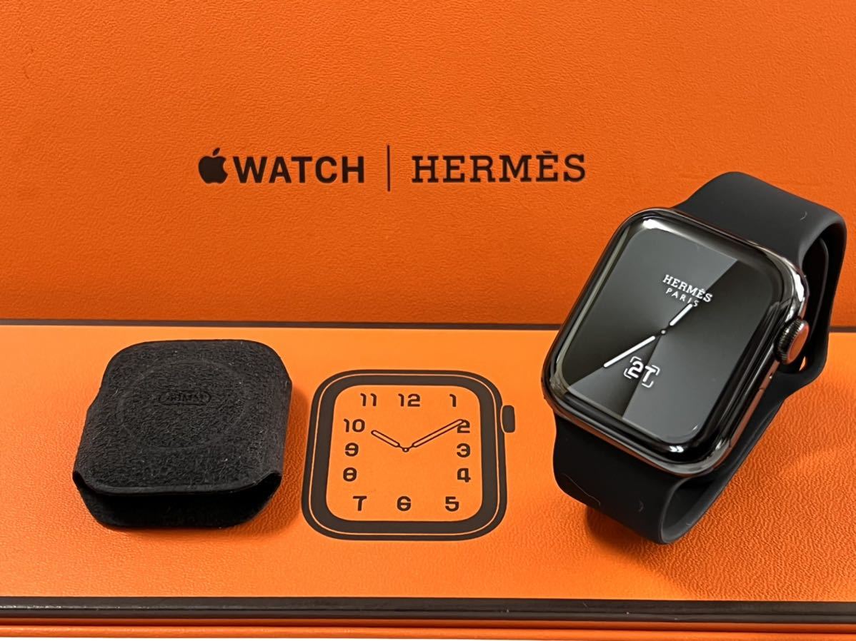 ★美品 バッテリー96%★ アップルウォッチ エルメス Apple Watch HERMES Series 5 40mm スペースブラック  ステンレススチール GPS Cellular