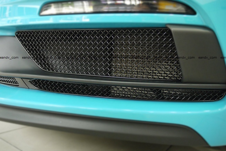 即納ポルシェ718ボクスター ケイマンGTS ステンレス黒ブラック バンパー メッシュグリル /エアロ スポイラー カバー トリム ディフューザー 4
