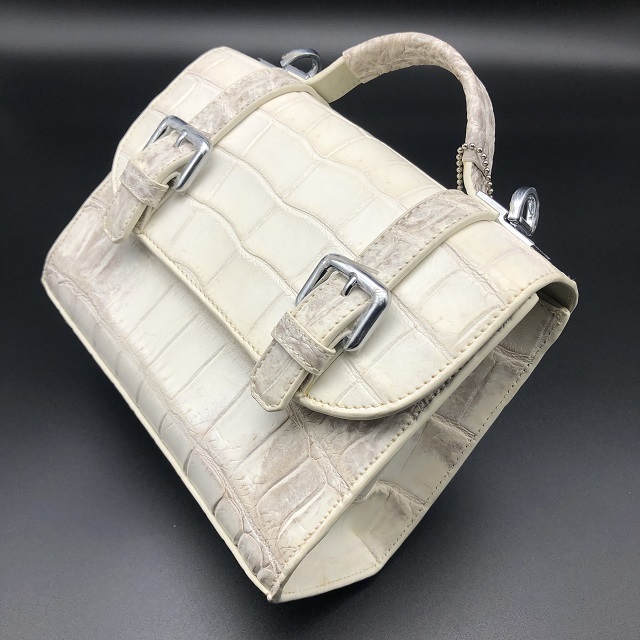 送料無料】本物保証・希少 シャム クロコダイル 小型ハンドバッグ