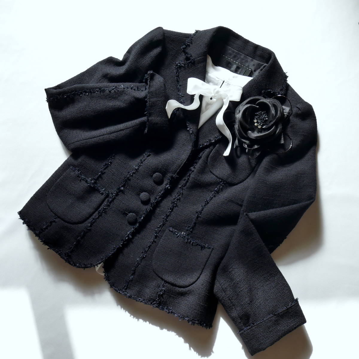 春物 40 TO BE CHIC ツイードセットアップスーツ ブラック黒