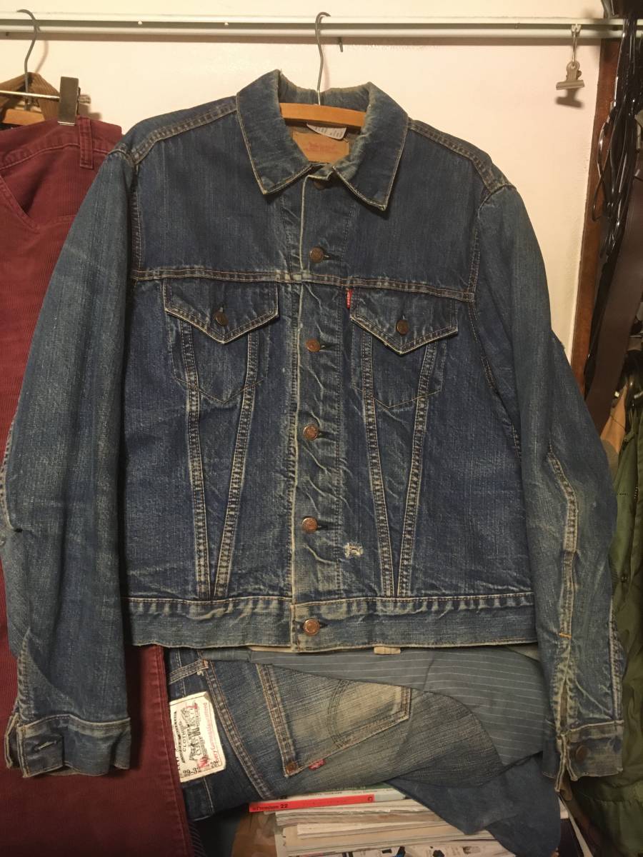 2202ビンテージ60’sLEVI'Sリーバイス70505-0317裏ブランケットBIGビッグEデニムDENIMジャケットOLDオールド4thジージャンBIG USED古着 3rd_画像1