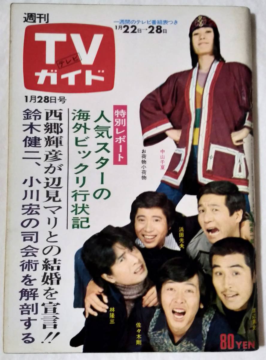 TVガイド1972年高田美和浜田光夫佐々木剛高倉健岡崎友紀小川真由美近藤正臣中村梅之助中山律子糸見愛佐久間良子和泉雅子石田信之松岡きっこ