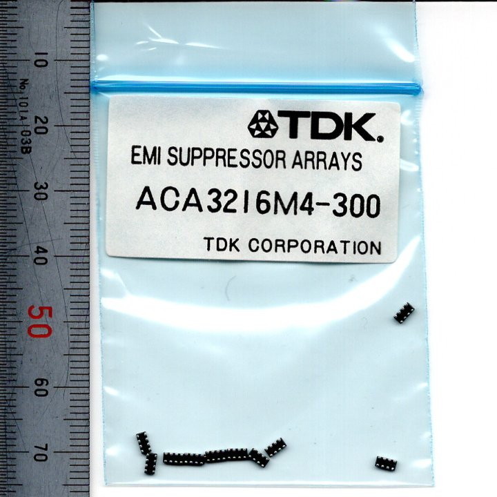 電子部品 TDK EMC/EMI対策部品 ACA3216M4-300 10個 300Ω(100MHz) 1.7Ω 100mA 0.8mmピッチ 4回路内蔵 チップインダクタ SMD ノイズ対策_画像1