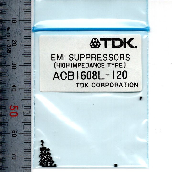 電子部品 TDK EMC/EMI対策部品 ACB1608L-120 30個 120Ω(100MHz) 0.5Ω 200mA 1608サイズ チップインダクタ SMD ノイズ対策_画像1