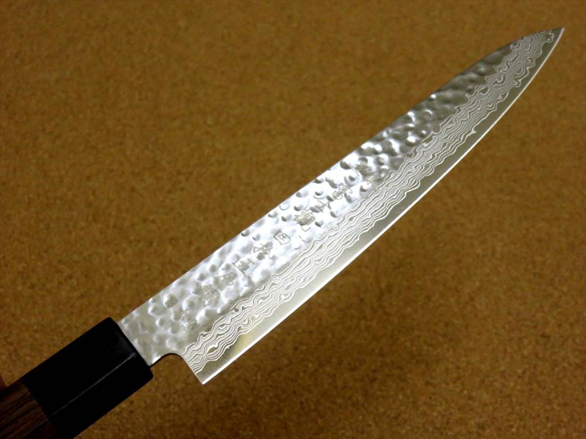 関の刃物 ペティナイフ 15cm (150mm) 富士觀 鎚目鍛造 ダマスカス 45層 10A ステンレス 果物包丁 野菜 果物の皮むき 小型両刃ナイフ 日本製