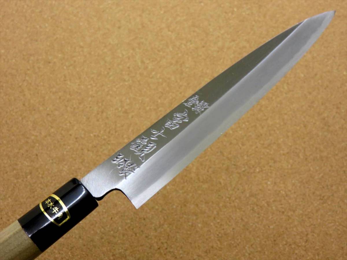 関の刃物 柳刃包丁 17cm (170mm) 富士觀 炭素鋼 白紙3号 本水牛角口金 刺身を一方向に引き切る 刃渡りが長めの片刃包丁 右利き用 日本製_画像4