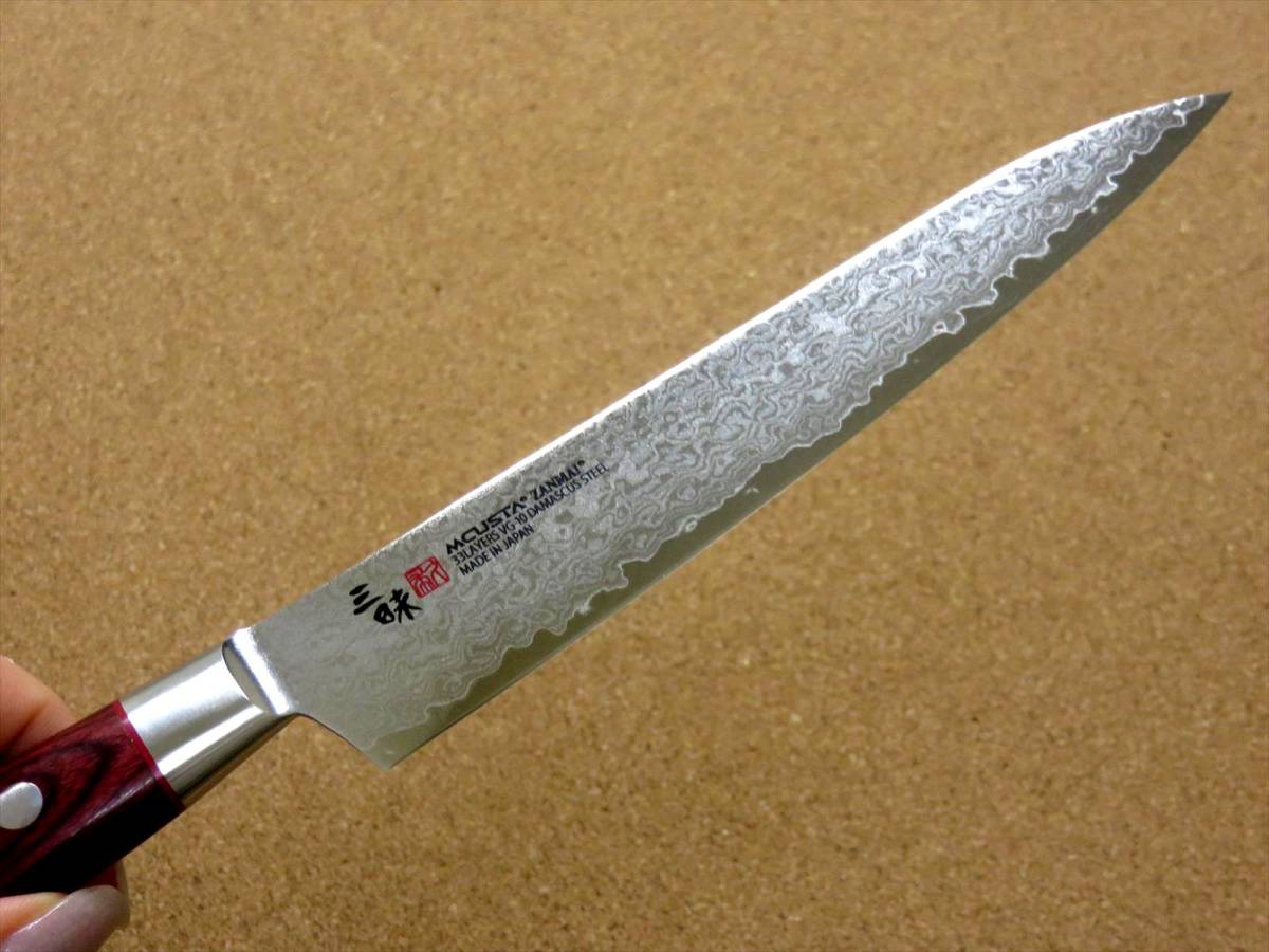 関の刃物 ペティナイフ 15cm (150mm) 三昧 クラシック プロ ダマスカス 紅蓮 33層鋼 VG-10 赤合板ハンドル 果物の皮むき 小型ナイフ 国産