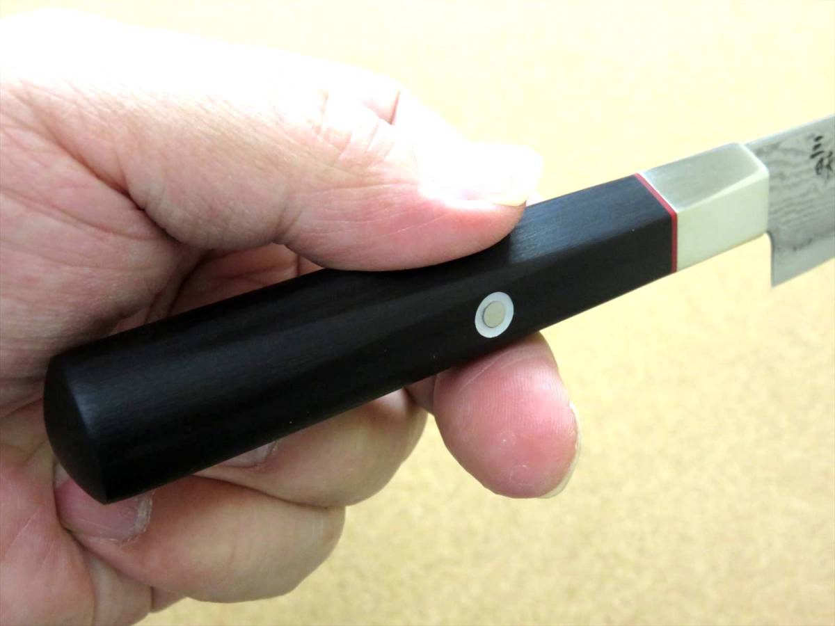 関の刃物 ペティナイフ 15cm (150mm) 三昧 ハイブリッド スプラッシュ ダマスカス33層 VG-10 ステンレス 黒合板 両刃果物包丁 国産日本製