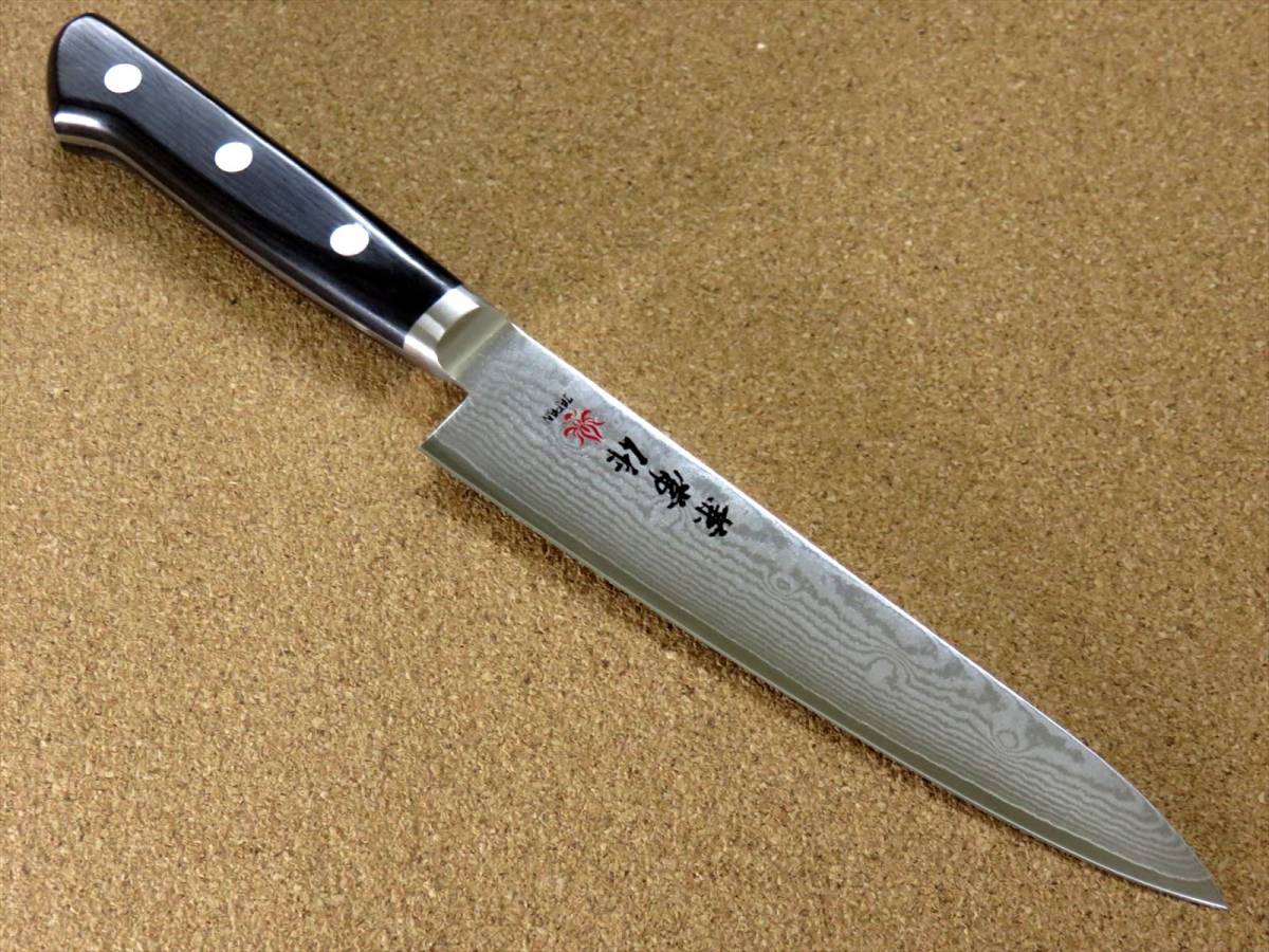 関の刃物 ペティナイフ 15cm (150mm) 関兼常作 V金10号 33層ニッケルダマスカス 口金付 果物包丁 野菜 果物の皮むき 小型両刃ナイフ 日本製