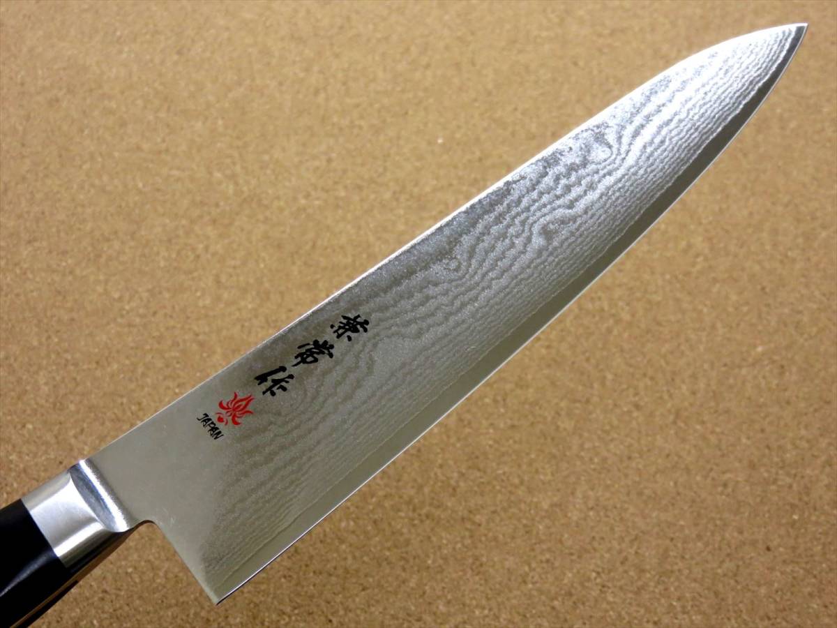 関の刃物 牛刀 21cm (210mm) 関兼常作 V金10号 33層ニッケルダマスカス 口金付き 家庭用の洋包丁 肉 魚 野菜 パン切り 両刃万能包丁 日本製