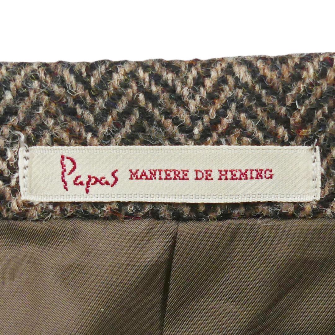 即決★Papas Harris Tweed 別注★メンズM テーラードジャケット パパス ハリスツイード コラボ 46 茶 ヘリンボーン ブレザー スーツ 上着_画像6