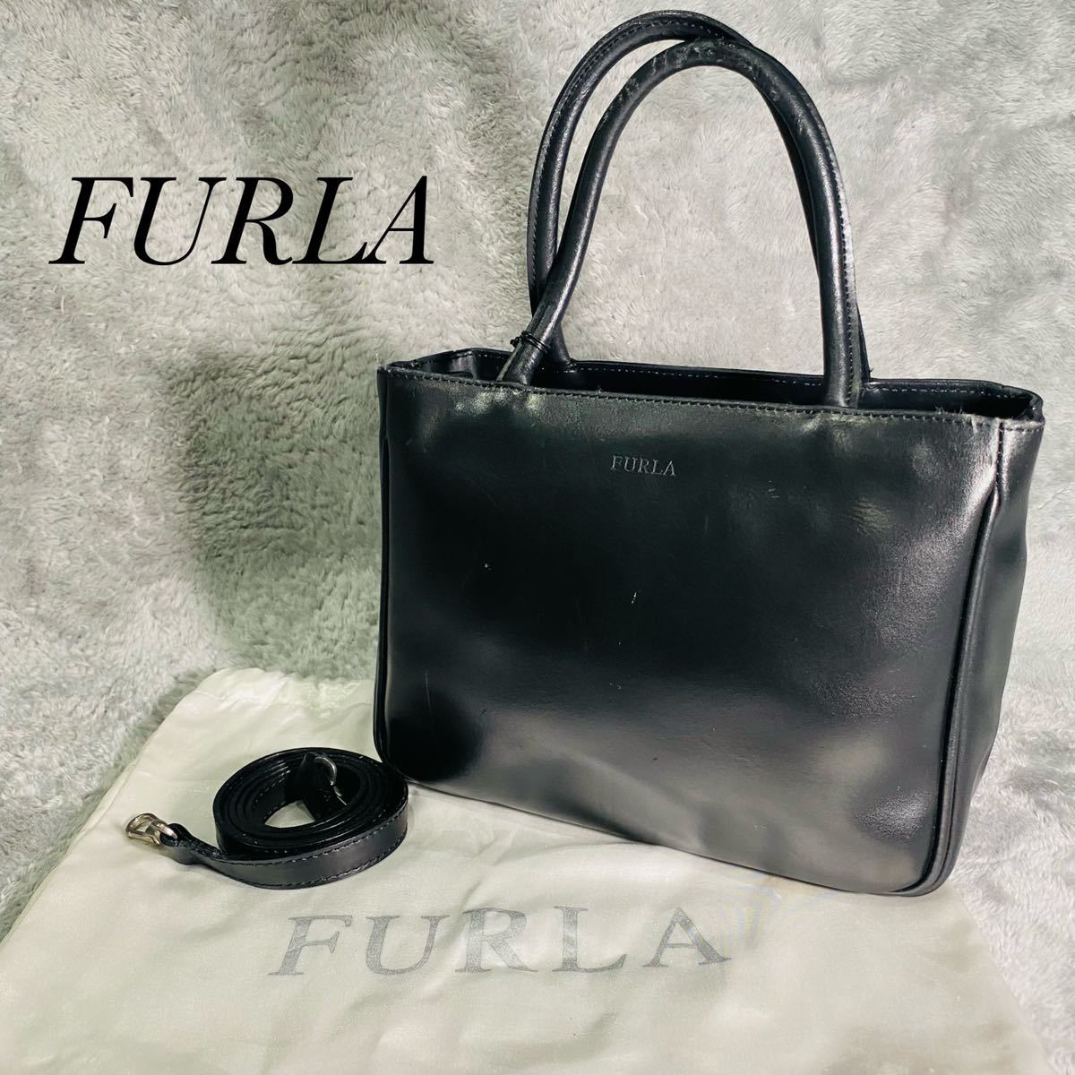 FURLA】フルラ ショルダーバッグ 2way 保存袋付き ブラック（¥11,000