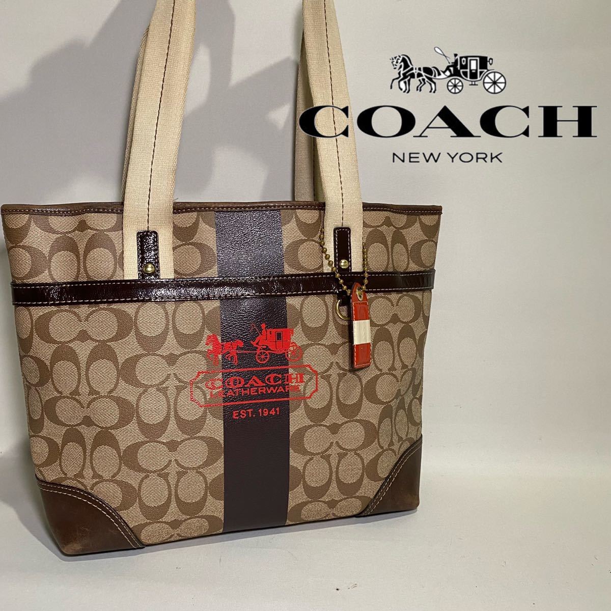 ブランド COACH トートバッグ美品 シグネチャー柄の通販 by ブラン