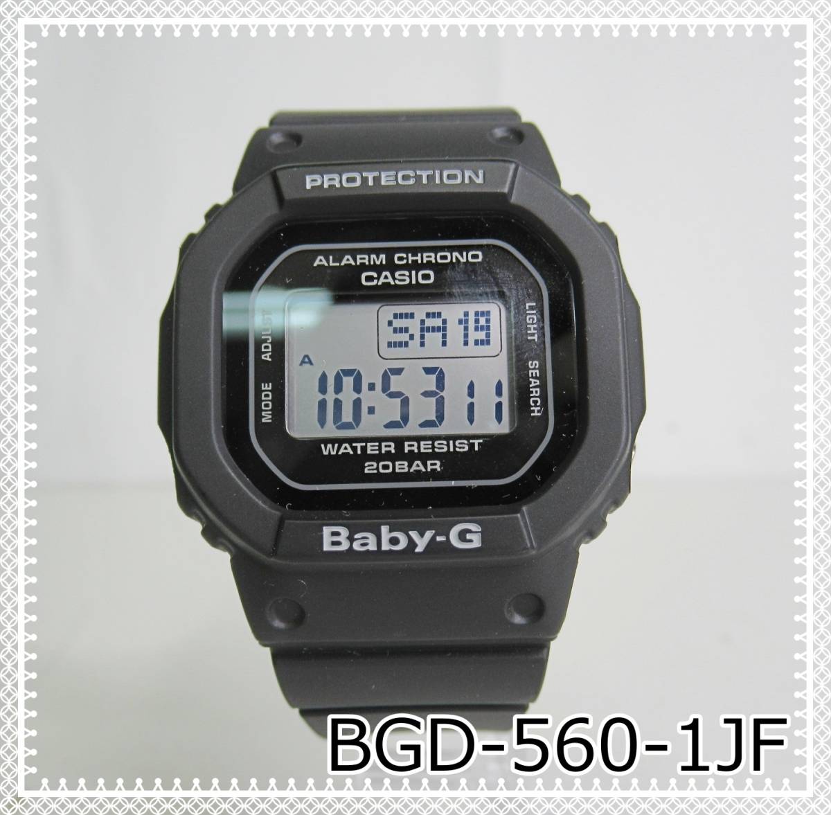 FP2-6【中古美品】CASIO カシオ Baby-G レディース腕時計 ブラック BGD