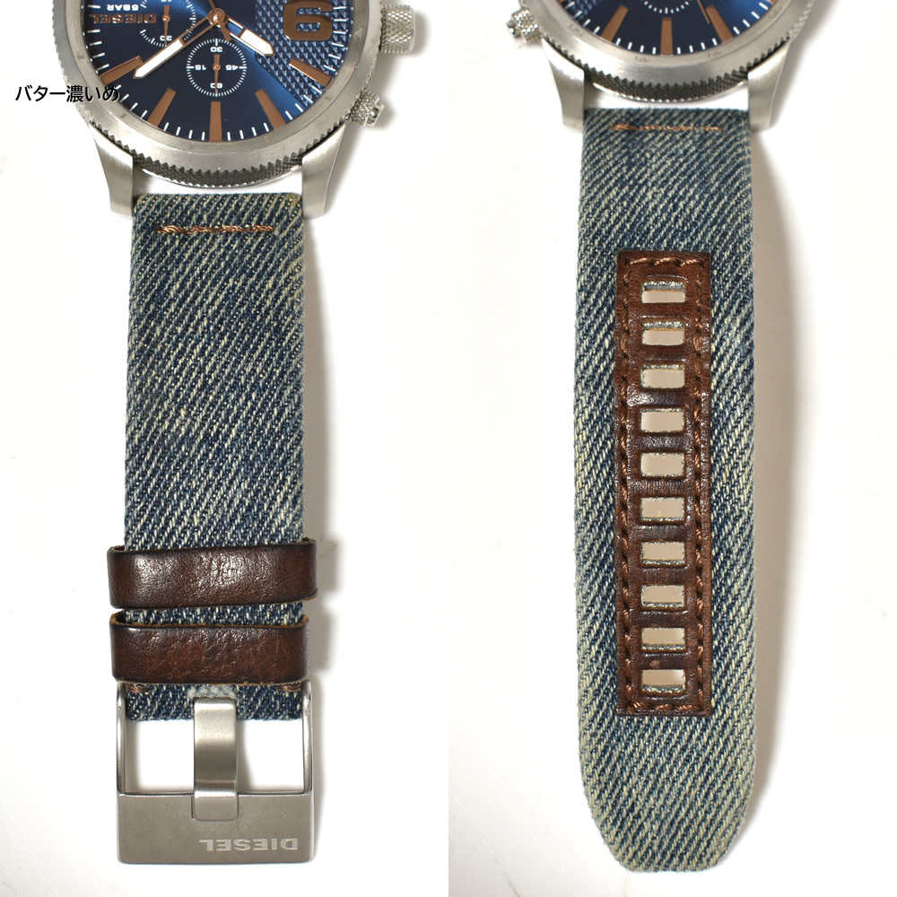 ディーゼル DIESEL メンズ 腕時計 デニムベルト ラスプ クロノグラフ 左リューズ DZ4450 中古品 カジュアル 箱なし_画像5